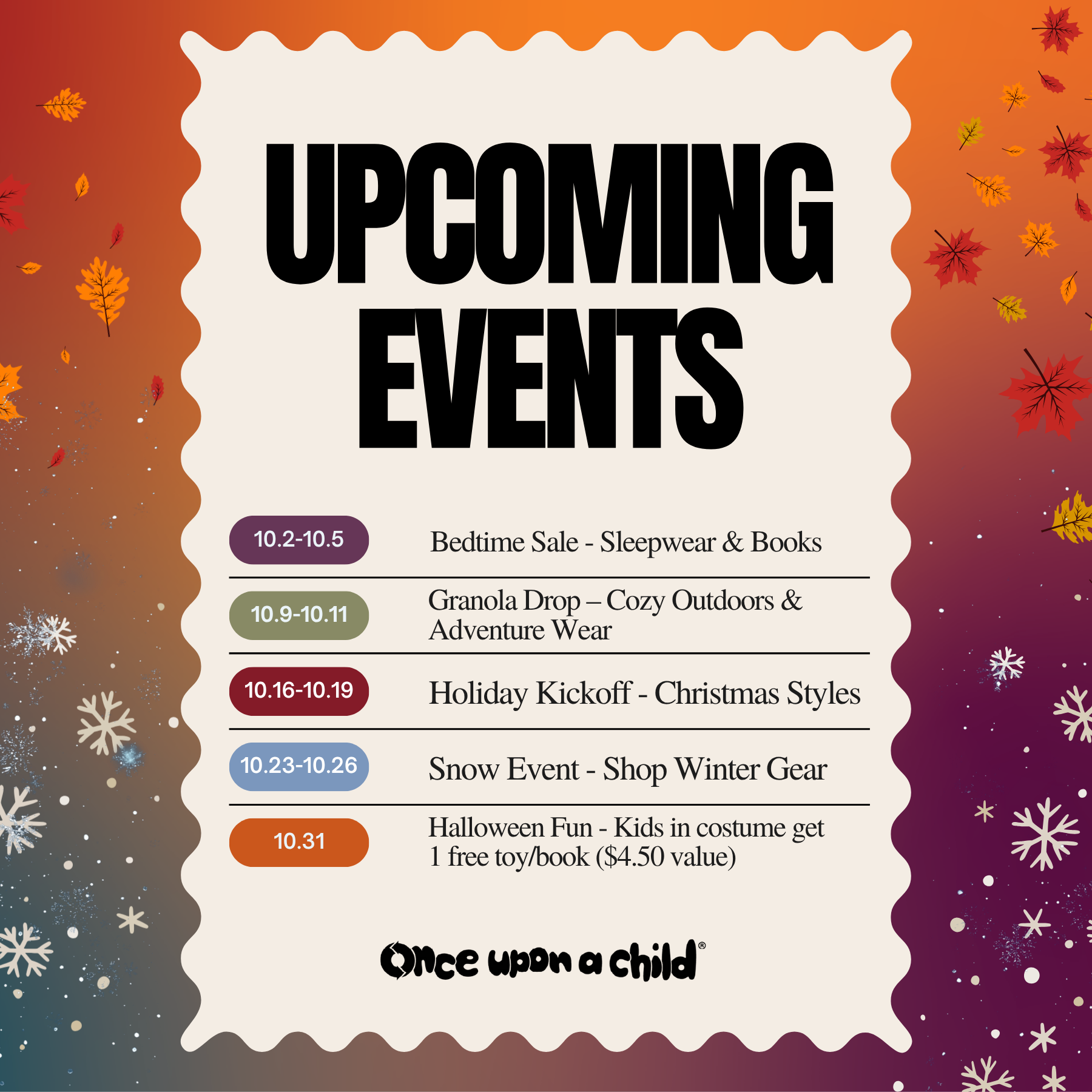 October events handout